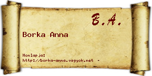 Borka Anna névjegykártya