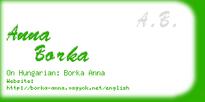 anna borka business card